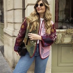 Nwt blogger fav Zara quilted embroidered open jacket